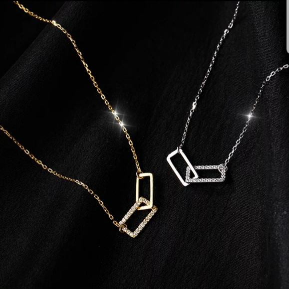 New 925 sterling silver shiny rectangle necklace! - Picture 4 of 5